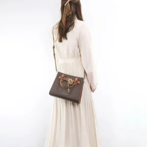 Túi Michael Kors Đeo Chéo 35F1GHMS1B Hamilton SM Satchel Brown Small Bag