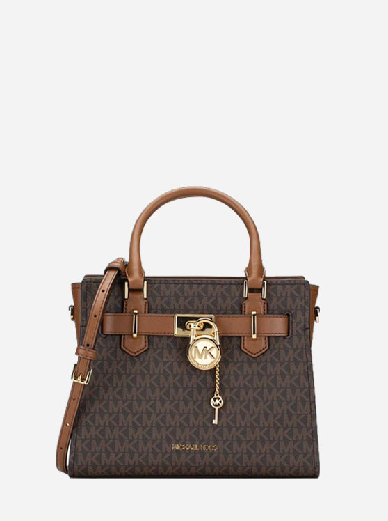 Túi Michael Kors Đeo Chéo 35F1GHMS1B Hamilton SM Satchel Brown Small Bag