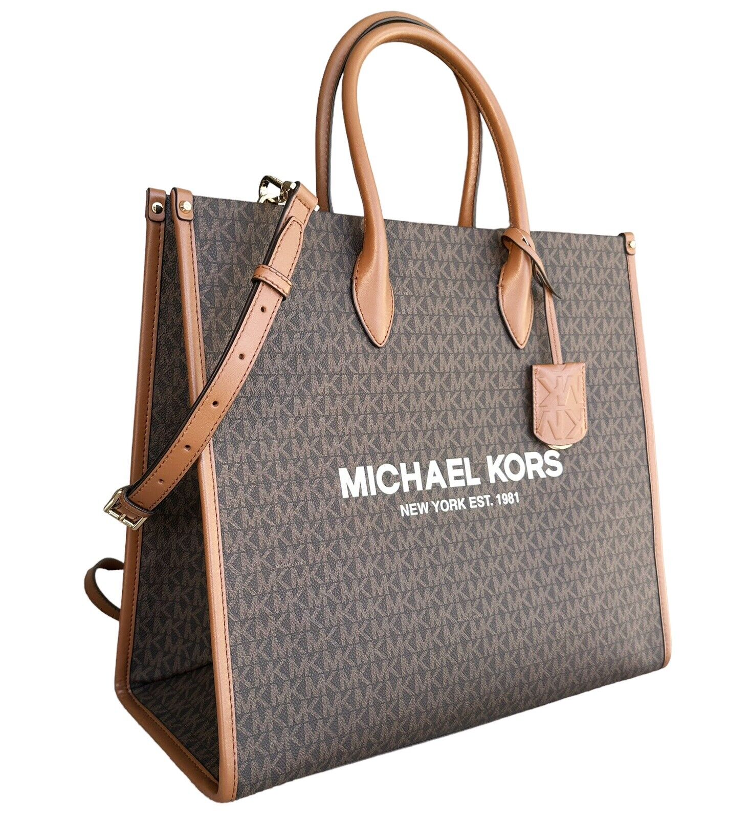 Túi Xách Michael Kors Mirella Medium EW Tote Brown Leather Satchel Shoulder Bag