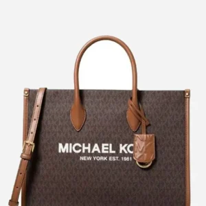 Túi Xách Michael Kors Mirella Medium EW Tote Brown Leather Satchel Shoulder Bag