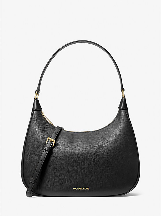 Túi Michael Kors Đeo Chéo Màu Đen Cora Large Pebbled Leather Shoulder Bag