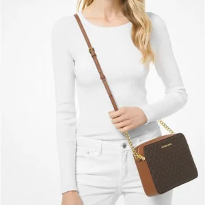 Túi Xách Michael Kors Màu Nâu Đeo Chéo 35F8GTTC3B Jet Set Item LG EW Crossbody