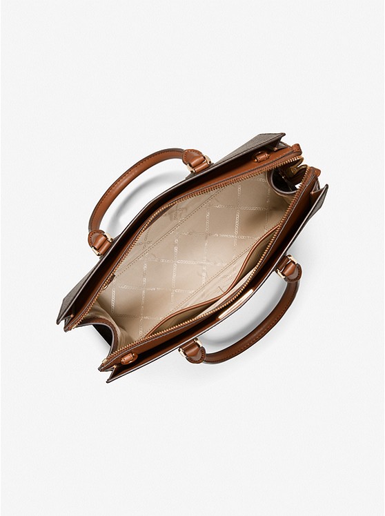 Túi Xách Michael Kors Màu Nâu Đeo Chéo Size Trung 30F2G9VS2B Valerie MD EW Satchel Brown