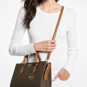 Túi Xách Michael Kors Màu Nâu Đeo Chéo Size Trung 30F2G9VS2B Valerie MD EW Satchel Brown