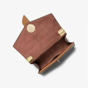 Túi Xách Michael Kors Màu Nâu Đeo Chéo Size Trung 30H1GGRS2L Greenwich MD Satchel Leather Luggage