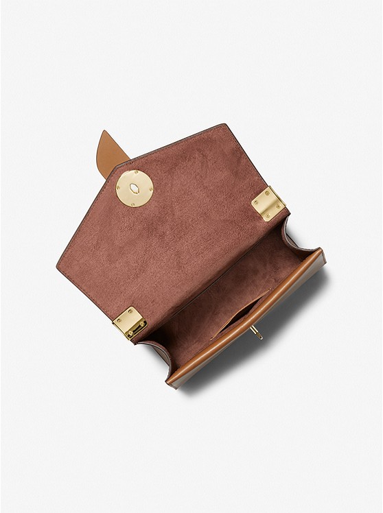 Túi Xách Michael Kors Màu Nâu Đeo Chéo Size Trung 30H1GGRS2L Greenwich MD Satchel Leather Luggage