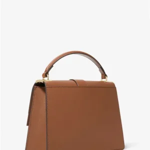 Túi Xách Michael Kors Màu Nâu Đeo Chéo Size Trung 30H1GGRS2L Greenwich MD Satchel Leather Luggage