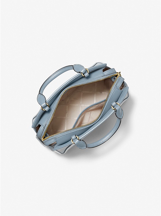 Túi Xách Michalel Kors Màu Xanh Đeo Chéo Size Trung 30F1G9CS1L Cleo SM Satchel Leather Pale Blue