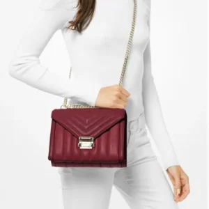 Túi xách Michael Kors màu đỏ mận mã 30F8TXIL3T- WHITNEY LG SHLDR LEATHER- DK BERRY