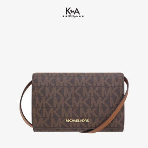 Ví cầm tay Michael Kors đeo chéo Jet Set Item Large MF Phone Brown Xbody, ví cầm tay MK chính hãng màu nâu dự tiệc, túi xách Michael Kors hàng hiệu authentic dạo phố, bóp cầm tay MK đựng điện thoại đeo chéo, ví cầm tay Michael Kors đeo chéo hằng ngày