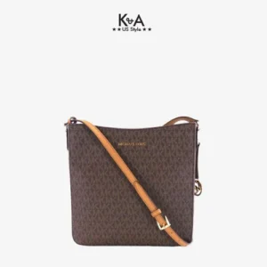Túi xách Michael Kors đeo chéo vuông Jet Set Trave Brown Signatures Crossbody Bag, giỏ xách MK chính hãng giành cho nữ, túi xách michael kors hàng hiệu màu nâu đeo chéo, túi xách MK hàng hiệu dạo phố, túi xách MK văn phòng