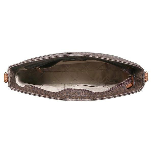 Túi xách Michael Kors đeo chéo vuông Jet Set Trave Brown Signatures Crossbody Bag