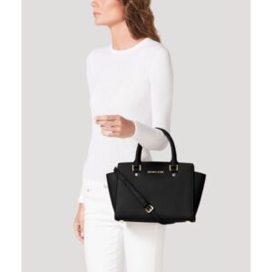 Túi xách Micheal Kors hàng hiệu Selma Medium Tz Satchel Leather Black
