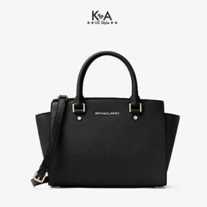 Túi xách Micheal Kors hàng hiệu Selma Medium Tz Satchel Leather Black