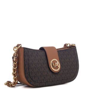 Túi xách Michael Kors kẹp nách Carmen Xs Pouchette Brown Bag, túi xách MK chính hãng kẹp nách màu nâu dự tiệc, túi xách MK hàng hiệu cao cấp kẹp nách, giỏ xách Michael Kors kẹp nách màu nâu dạo phố, giỏ xách MK authentic màu nâu