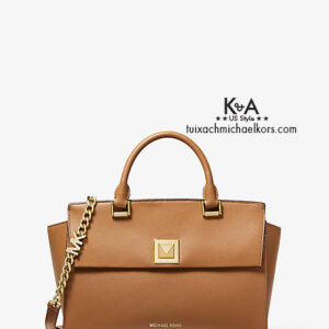 Túi xách Michael Kors loại lớn màu nâu Sylvia Medium Crossgrain Leather Satchel