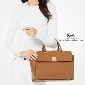Túi xách Michael Kors loại lớn màu nâu Sylvia Medium Crossgrain Leather Satchel