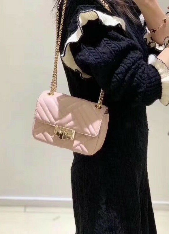 Túi xách Michael Kors mini màu hồng Peyton Flap Blossom Chains Handbag