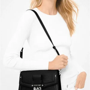 Giỏ xách Michael Kors nữ chính hãng Jessie Medium Peppled Leather Crossbody Bag, túi xách michael kors hàng hiệu đeo chéo giành cho nữ, túi xách MK chính hãng authentic size lớn, giỏ xách MK màu đen giành cho nữ, giỏ xách michael kors hàng hiệu dự tiệc