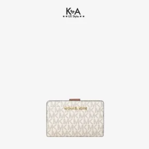 Ví cầm tay Michael Kors mini gấp jet set vanilla wallet, ví Michael Kors hàng hiệu chính hãng, bóp MK cầm tay màu trắng, bóp MK authentic chính hãng giành cho nữ, bóp Michael Kors cầm tay hàng hiệu mini