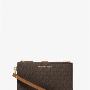 Ví cầm tay nữ Michael Kors của Mỹ 35F8GTVW0B Jet Set Double Zip Logo Brown Màu Nâu