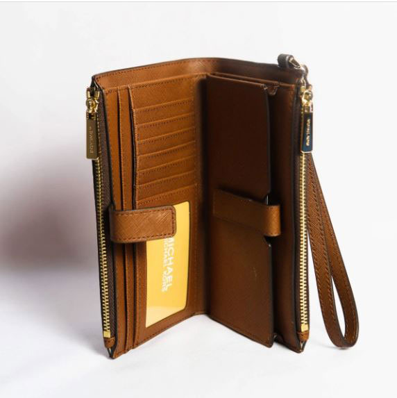 Ví cầm tay nữ Michael Kors của Mỹ Jet Set Double Zip Logo Brown