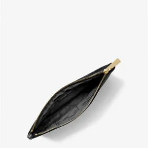 Ví Michael Kors Cầm Tay Màu Đen Large Pebbled Leather Wristlet