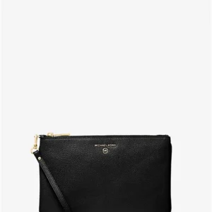 Ví Michael Kors Cầm Tay Màu Đen Large Pebbled Leather Wristlet