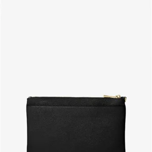 Ví Michael Kors Cầm Tay Màu Đen Large Pebbled Leather Wristlet