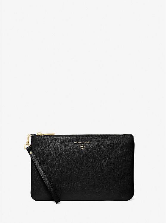 Ví Michael Kors Cầm Tay Màu Đen Large Pebbled Leather Wristlet