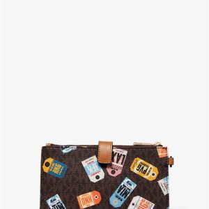 Ví cầm tay Michael Kors hàng hiệu 32T0GJ6W4O Adele Printed Logo Smartphone Wallet Brown Multi