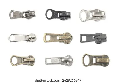 metal-zipper-puller-collection-various-260nw-2629216847 Ký hiệu YKK dập chìm sắc nét ở mặt trong đầu khóa kéo túi MK chính hãng