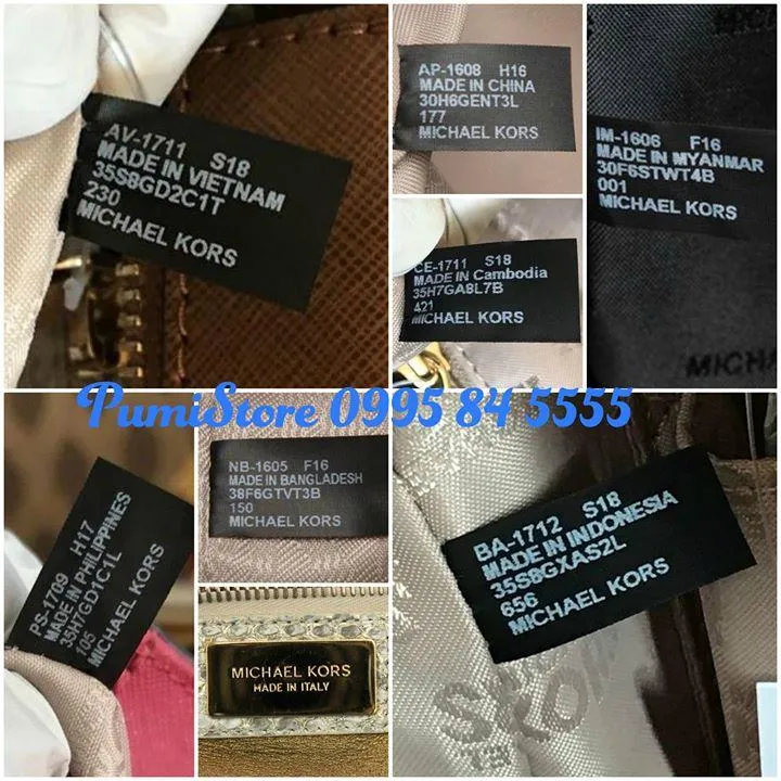 michael-kors-made-in Nhãn mác Made in Vietnam được may tinh tế bên trong ngăn phụ của túi MK chính hãng