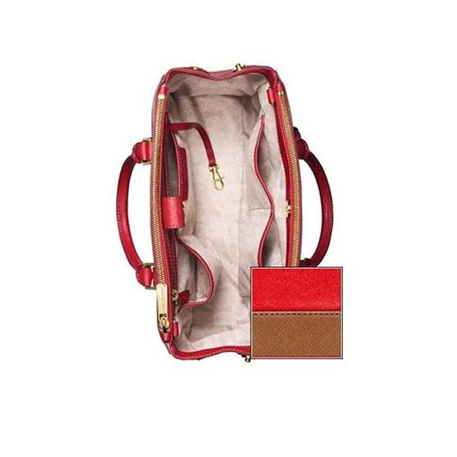 tui-xach-michael-kors-medium-sutton-colorblock-satchel-mau-do-nau-5d199015a5284-01072019114613 Đường kim mũi chỉ sắc nét và đều đặn là dấu hiệu nhận biết túi MK thật
